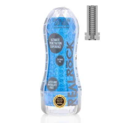 Masturbator Easy Rider Textured Blue - teksturowane wnętrze z TPE, długość całkowita 20,4 cm - 1