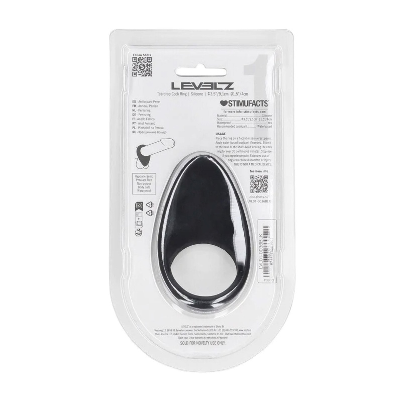 Teardrop Silicone Cockring - Black - 3