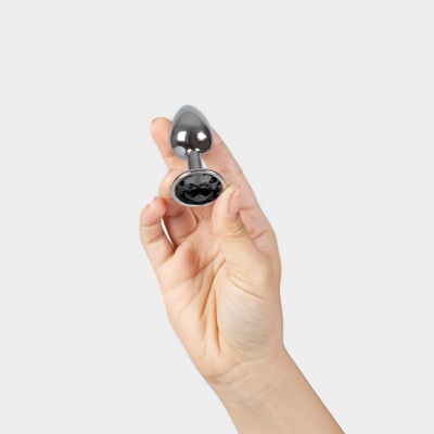 BLACK JEWELLED METAL BUTT PLUG S - 1 2