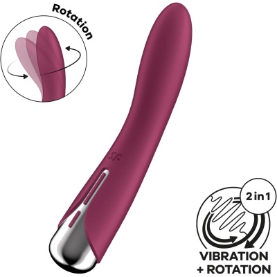 Spinning Vibe 1 Red - obrotowy wibrator punktu G z głowicą rotacyjną i silikonem medycznym (wymiary: brak danych producenta) - 1 2