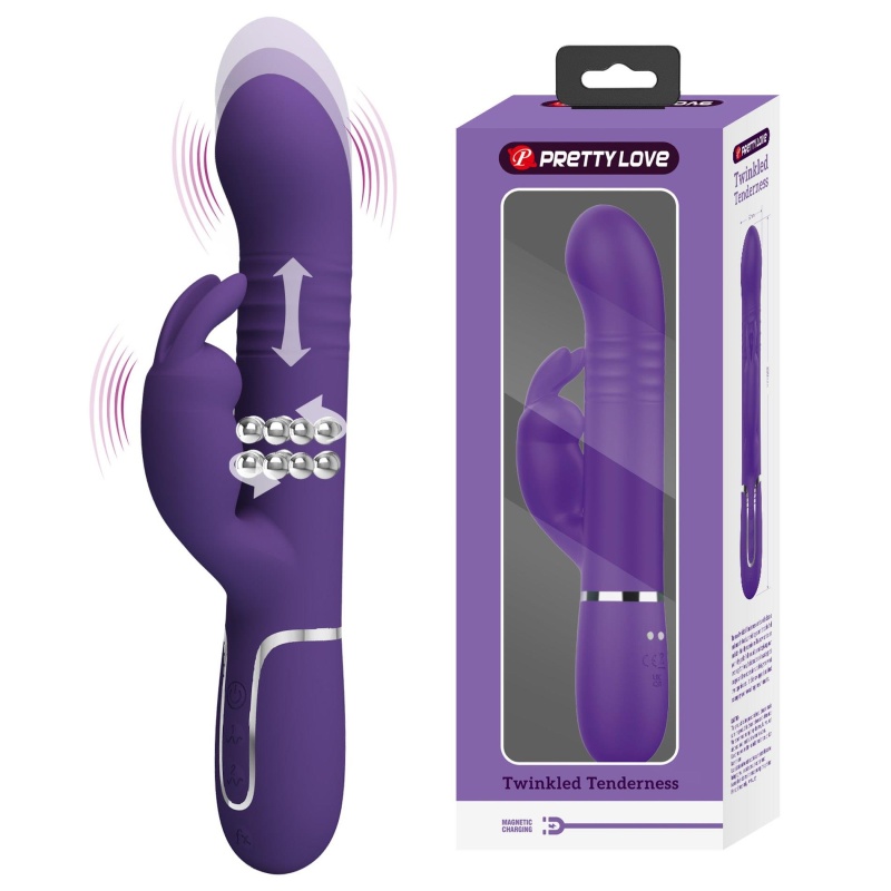 Wibrator króliczek Coale Dark Purple - 7 wibracji, rotacja i ruch posuwisty, 22,6 cm - 1