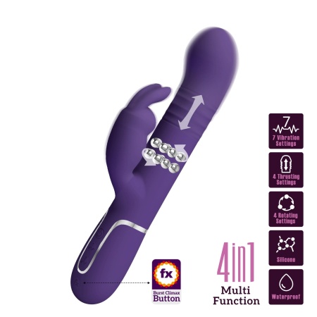 Wibrator króliczek Coale Dark Purple - 7 wibracji, rotacja i ruch posuwisty, 22,6 cm - 2