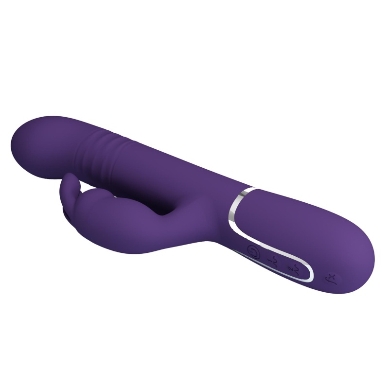 Wibrator króliczek Coale Dark Purple - 7 wibracji, rotacja i ruch posuwisty, 22,6 cm - 7