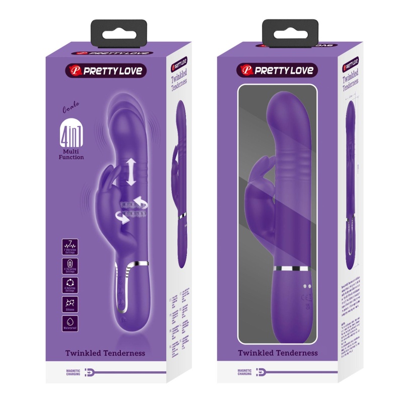 Wibrator króliczek Coale Dark Purple - 7 wibracji, rotacja i ruch posuwisty, 22,6 cm - 12