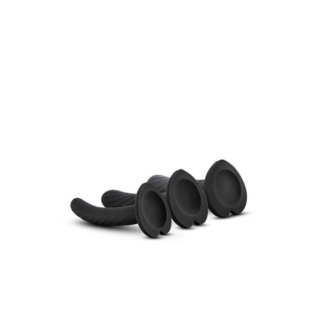 Twist Kit - zestaw 3 dildo z silikonu platynowego z przyssawką i bazą w kształcie serca, 9,5/11,4/15,2 cm, czarny - 3
