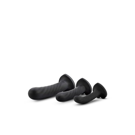 Twist Kit - zestaw 3 dildo z silikonu platynowego z przyssawką i bazą w kształcie serca, 9,5/11,4/15,2 cm, czarny - 4