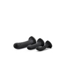 Twist Kit - zestaw 3 dildo z silikonu platynowego z przyssawką i bazą w kształcie serca, 9,5/11,4/15,2 cm, czarny - 4