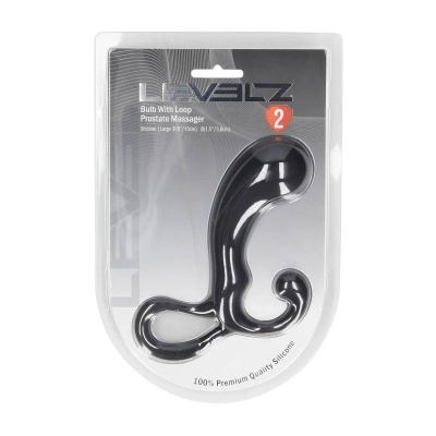 Bulb with Loop Silicone Prostate Massager - L - Black - 1 2