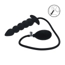 Beaded Inflatable Silicone Anal Plug - Black - 3