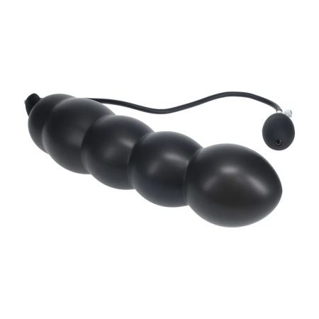Beaded Inflatable Silicone Anal Plug - Black - 5