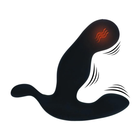 Heating and Vibrating Silicone Prostate Stimulator - Black - 4