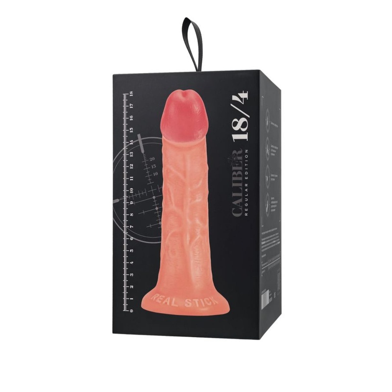 Realistyczny dildo RealStick Caliber 18/4 z przyssawką - PVC, długość 18 cm, średnica 4 cm - 11