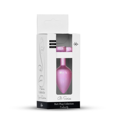 Plug-Jewellery Pearl Pink Heart PLUG- Clear S - 1