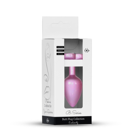 Plug-Jewellery Pearl Pink Heart PLUG- Clear S - 1