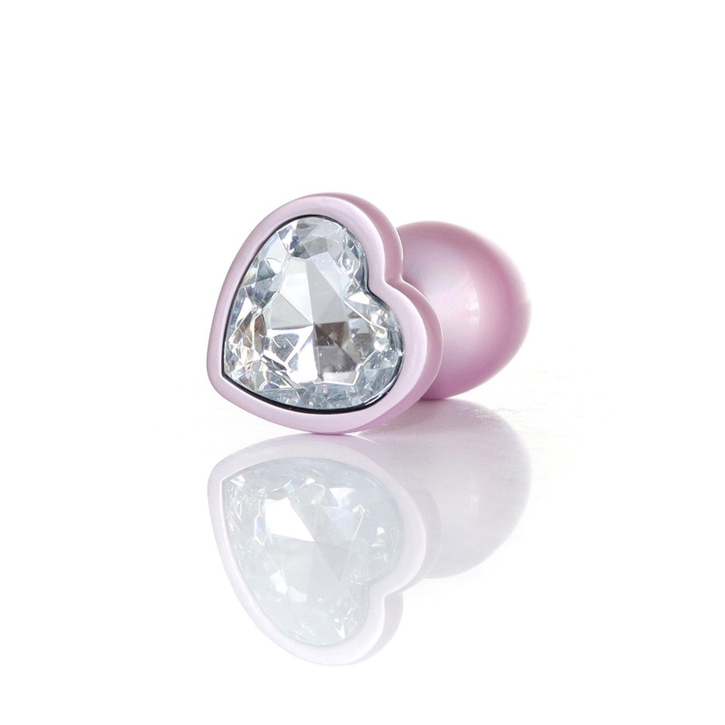 Plug-Jewellery Pearl Pink Heart PLUG- Clear S - 3