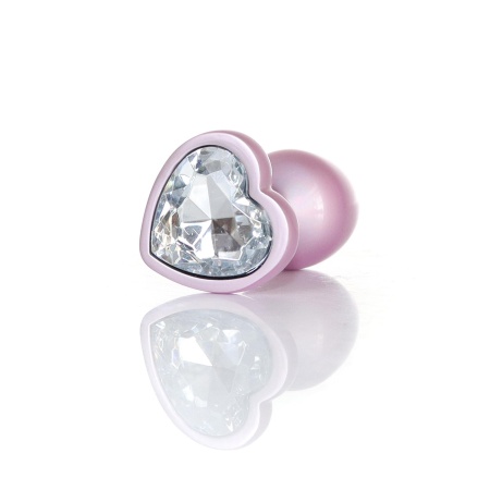 Plug-Jewellery Pearl Pink Heart PLUG- Clear S - 3