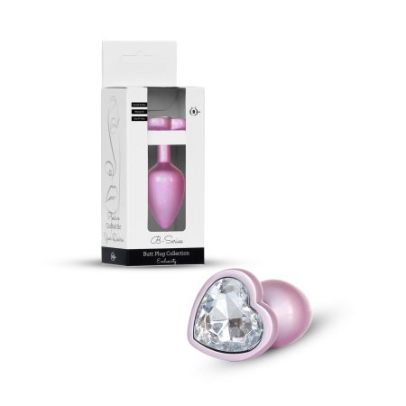 Plug-Jewellery Pearl Pink Heart PLUG- Clear S - 7