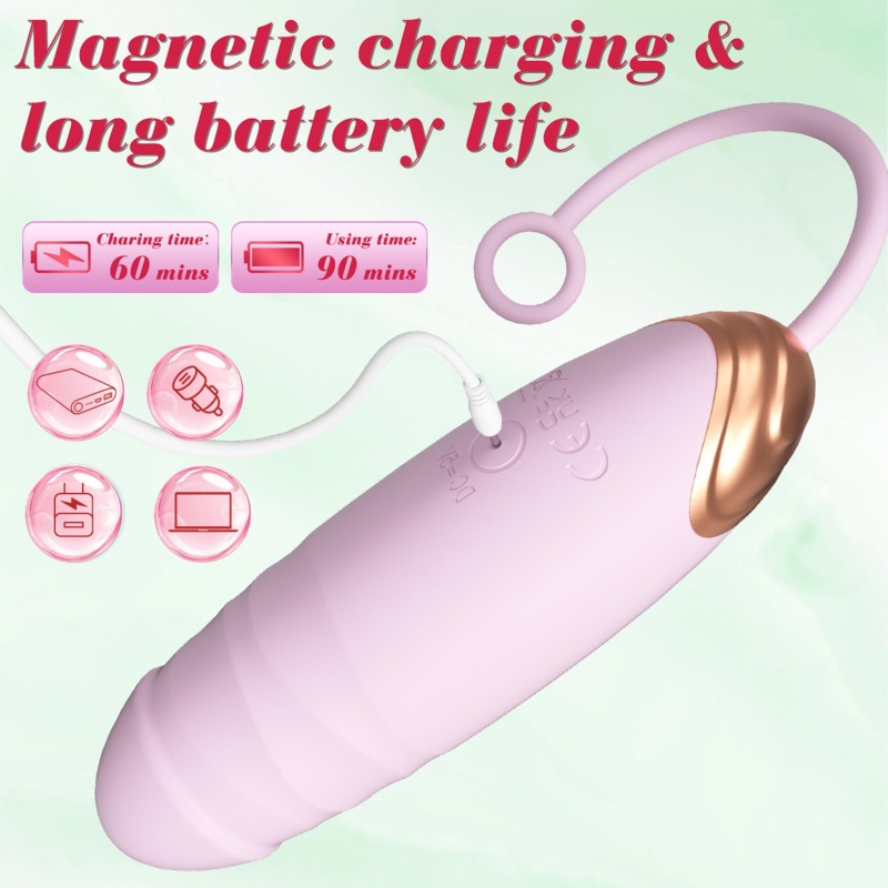Vibrating Silicone Love EGG USB 7 vibration and thrust functions / Remote control Pink - 7