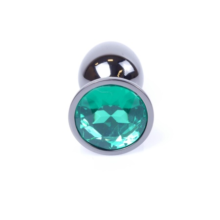 MyLove Toys Jewellery Dark Silver Plug Green - stalowy plug analny z zielonym kamieniem serca w metalowej oprawce - 2