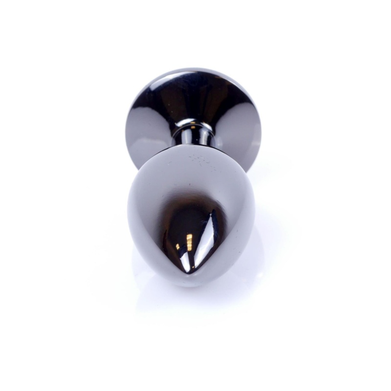 MyLove Toys Jewellery Dark Silver Plug Green - stalowy plug analny z zielonym kamieniem serca w metalowej oprawce - 3