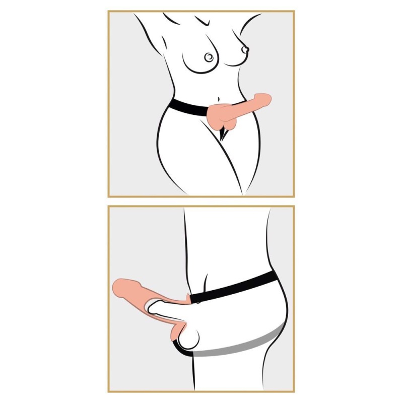 Wydrążony Strap-On 9inch Hollow z Jądrami – Regulowane Paski, Kanał 10 cm, Dł. 24 cm - 7