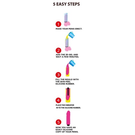 Cloneboy Vibrator Hot Pink — silikonowy wibrator DIY z formą odlewniczą i walcową bazą, odwzorowanie prącia do 20 cm i średnicy - 4