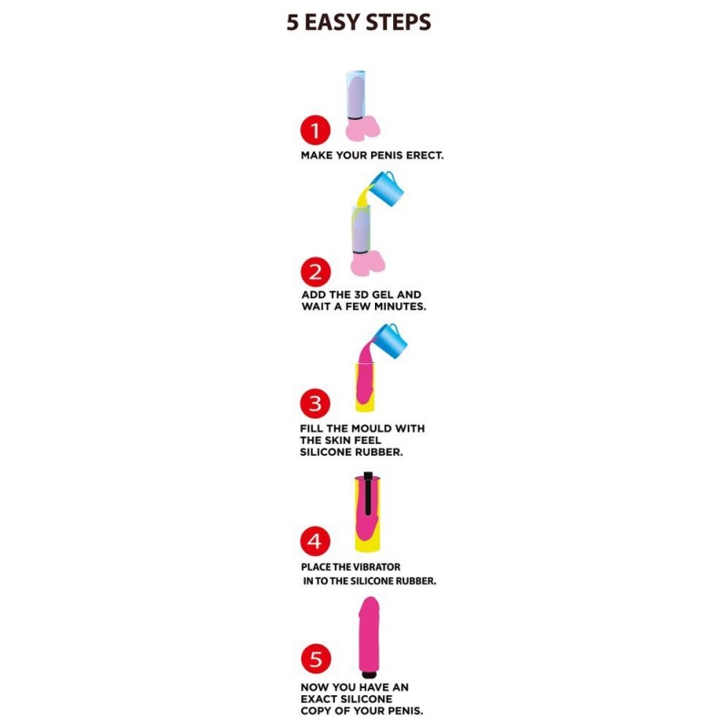 Cloneboy Vibrator Hot Pink — silikonowy wibrator DIY z formą odlewniczą i walcową bazą, odwzorowanie prącia do 20 cm i średnicy - 5