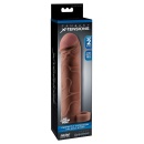 Nakładka przedłużka na penisa Perfect 2 z pierścieniem na jądra, TPE, brązowa, 19 cm - 1