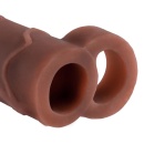 Nakładka przedłużka na penisa Perfect 2 z pierścieniem na jądra, TPE, brązowa, 19 cm - 3