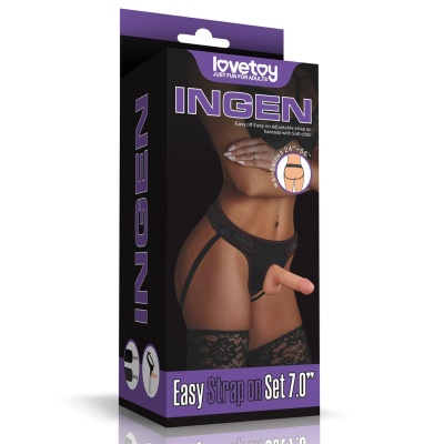 Zestaw strap-on Easy 7 cali (18 cm) - regulowany, czarny - 1
