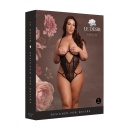 Lace Underwired Open Cup Bodysuit with Adjustable Sliders - Plus Size - Black - 2