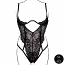 Lace Underwired Open Cup Bodysuit with Adjustable Sliders - Plus Size - Black - 5
