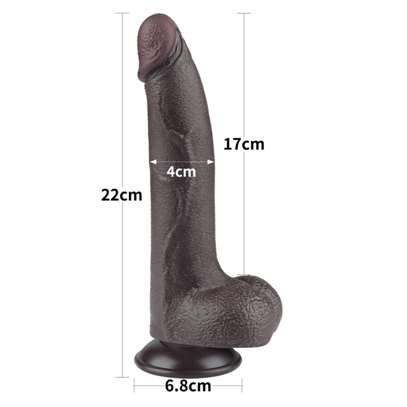 Dildo Sliding Skin Dual Layer 21,6 cm ciemnobrązowy - 2