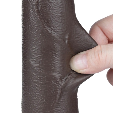 Dildo Sliding Skin Dual Layer 21,6 cm ciemnobrązowy - 9