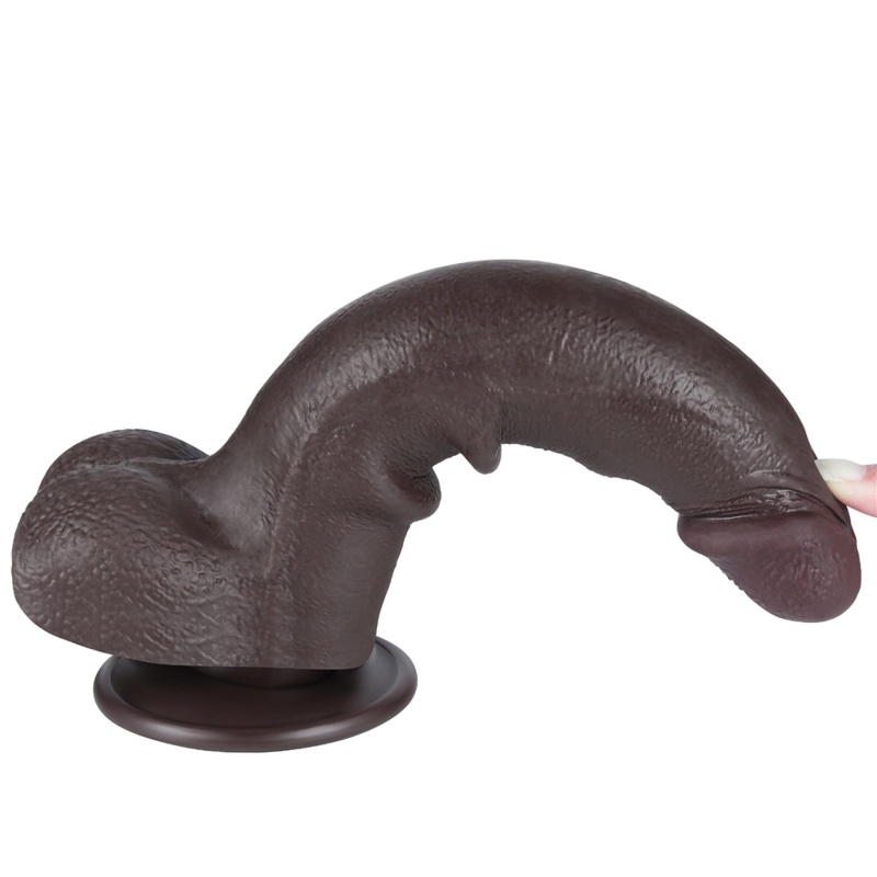 Dildo Sliding Skin Dual Layer 21,6 cm ciemnobrązowy - 13