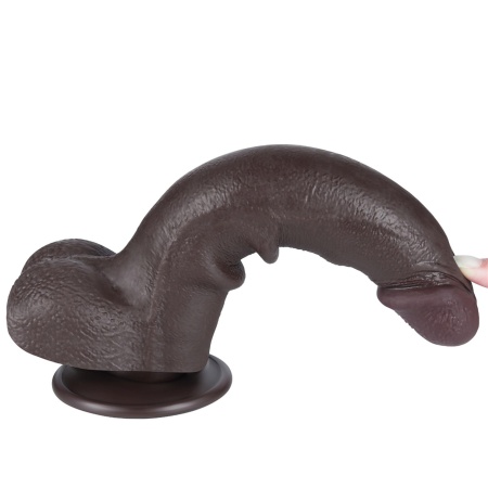 Dildo Sliding Skin Dual Layer 21,6 cm ciemnobrązowy - 13