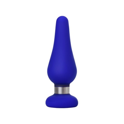 Zatyczka analna ToDo Classic Blue M - matowy silikon, metalowy akcent, eliptyczna podstawa (rozmiar M) - 1 2