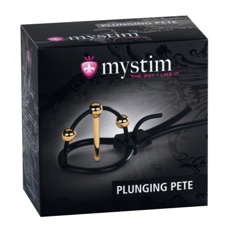 Plunging Pete – Elektrostymulacyjna Opaska na Żołądź z Dylatorem 24K i Regulowaną Pętlą, 15 cm - 1