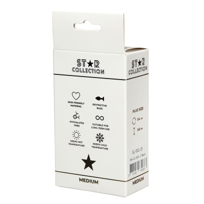 Star Collection - Black Silicone Anal Plug M - Purple Stone - 1 2