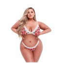 WHITE FLORAL & LACE BRA SET, XL - 1