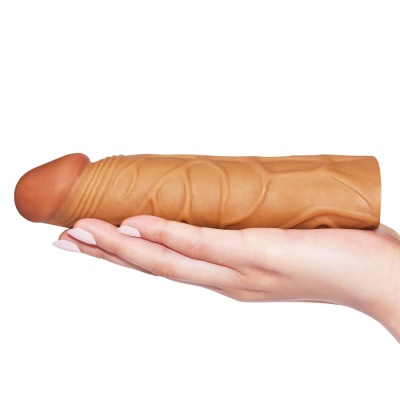 Rękaw przedłużający Pleasure X Tender 17,3 cm brązowy - 1 2