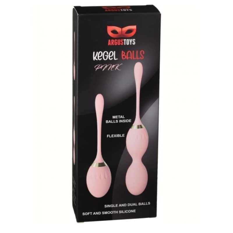 Kulki gejszy Kegel Balls Pink - elastyczny silikon z wewnętrznym obciążnikiem metalowym, długość 140 mm / 198 mm, średnica 33 mm - 2