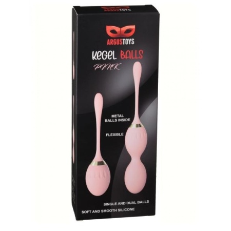 Kulki gejszy Kegel Balls Pink - elastyczny silikon z wewnętrznym obciążnikiem metalowym, długość 140 mm / 198 mm, średnica 33 mm - 2