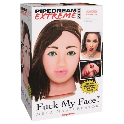 Masturbator w kształcie głowy Fuck My Face Mega z kanałem typu deep throat i przyssawką, 18,5 × 17,8 × 26,7 cm - 1