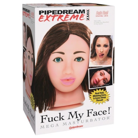 Masturbator w kształcie głowy Fuck My Face Mega z kanałem typu deep throat i przyssawką, 18,5 × 17,8 × 26,7 cm - 1
