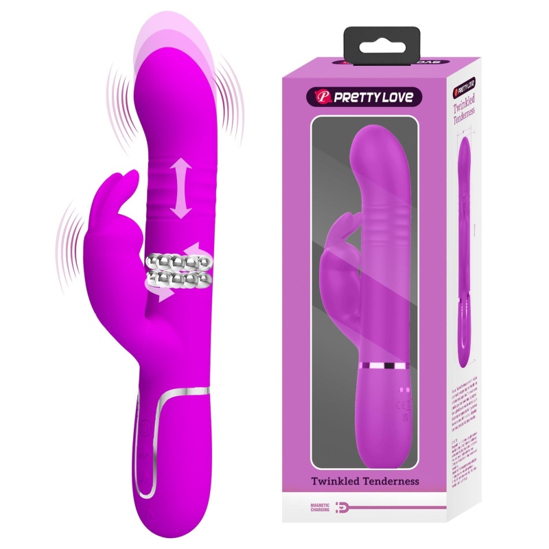 Coale Twinkled Tenderness Purple - wibrator króliczkowy z 6 metalowymi kulkami rotacyjnymi, 7 funkcjami wibracji i 4 trybami ruc - 1