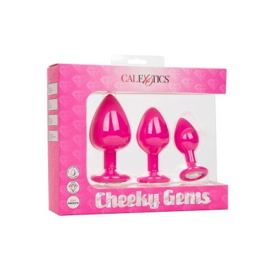 Analny zestaw treningowy Cheeky Gems – 3 stopniowane korki z kryształową bazą, do 9 cm - 1 2