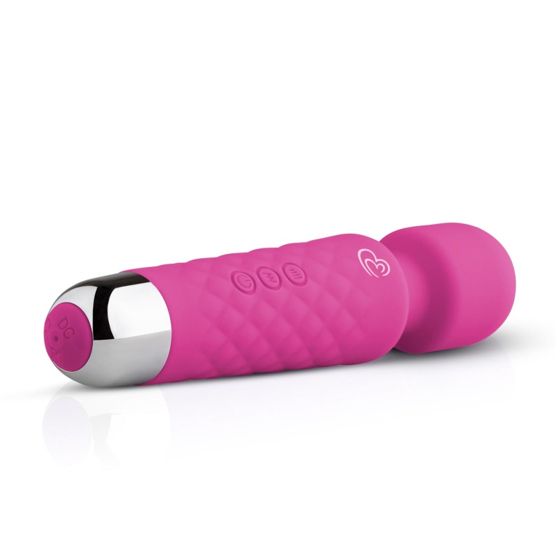 Wibrator typu wand Mini Wand - różowy, 18 trybów wibracji, punktowa stymulacja łechtaczki, 20 cm, średnica 2-4 cm, silikon i met - 3