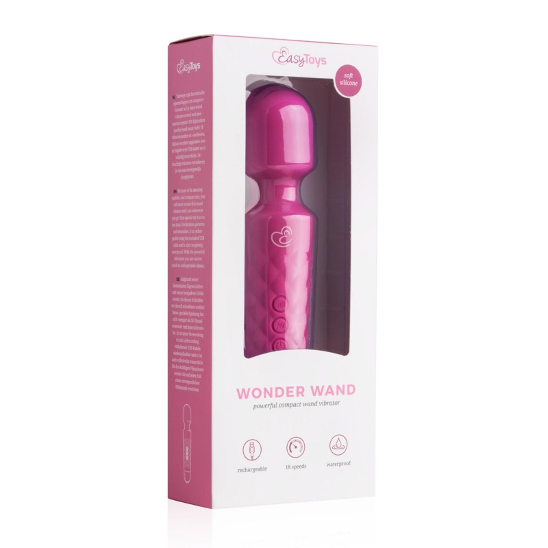 Wibrator typu wand Mini Wand - różowy, 18 trybów wibracji, punktowa stymulacja łechtaczki, 20 cm, średnica 2-4 cm, silikon i met - 6