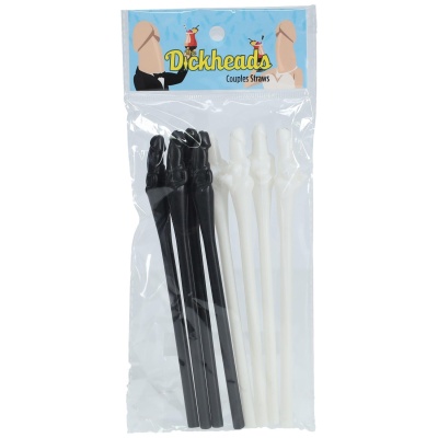 Słomki erotyczne S-Line Couples Straws Black and White - zestaw 8 szt. (4 białe, 4 czarne), średnica 0,4 cm - 1 2